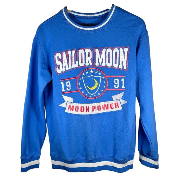 Sailor Moon Varsity Crewneck Sweatshirt Size Small Blue - Picture 1 of 4